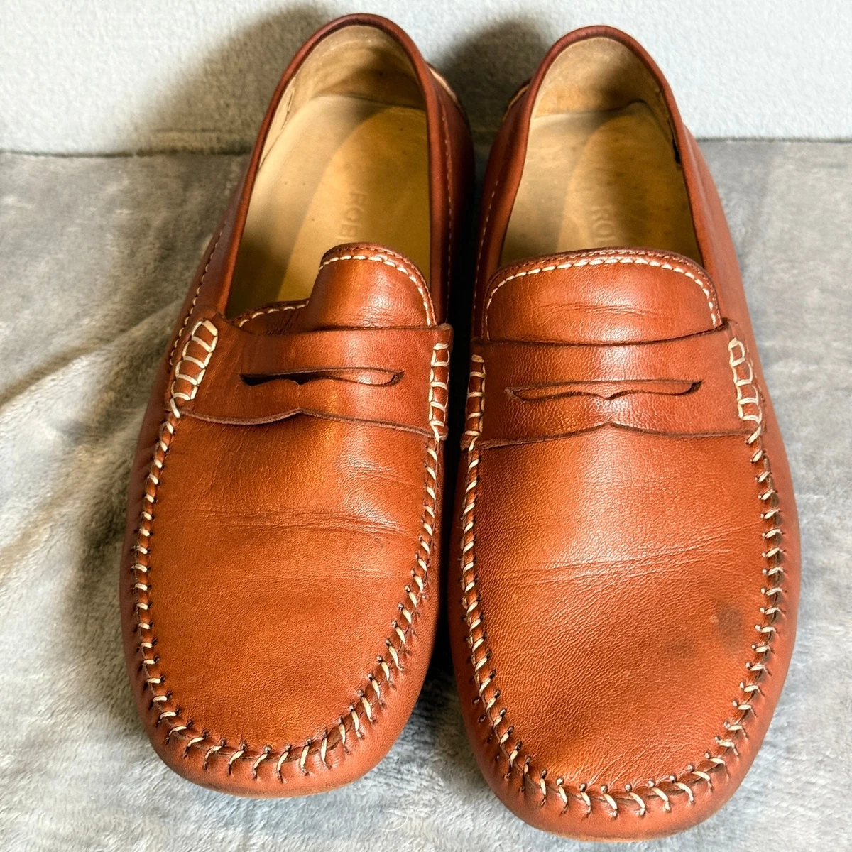 Robert Zur DILLON Luggage Old Money True Glove Leather Penny Loafers Mens 11.5 EtroPenny_Black_Bottom.jpg main image 2