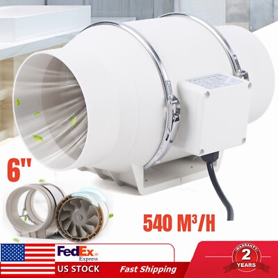 6'' Inline Duct Fan Extraction Ventilation Fan Quiet Exhaust Blower 2600 R/Min