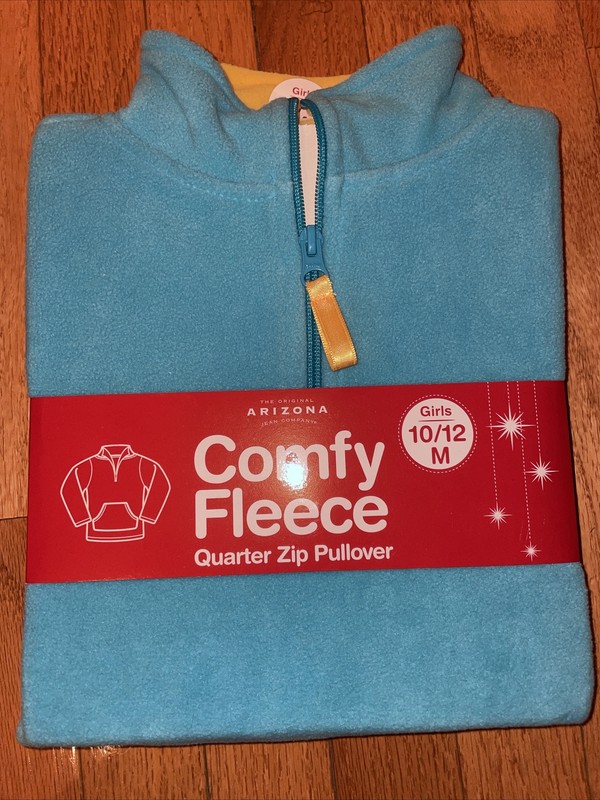 NEW Arizona Girls Pullover 1/4 Zip FLEECE Soft Comfy Fleece Top 10/12 Size M