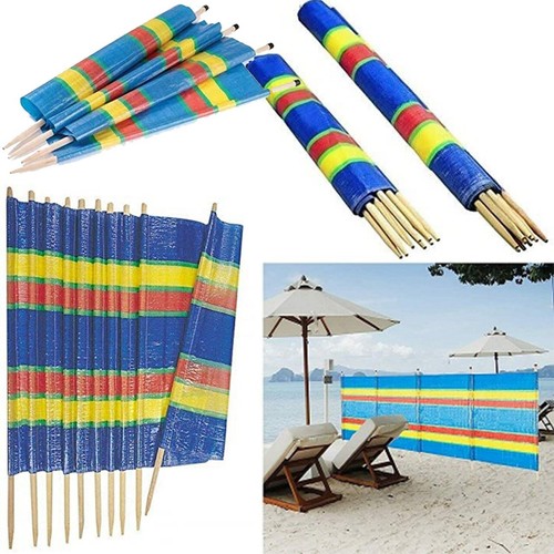 Rompevientos de madera 4 5 6 8 10 polos sombrilla refugio contra el viento playa privacidad | eBay
