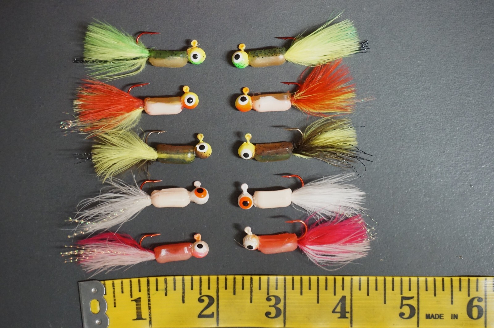 25 - 1/16 oz Fuzz E Grub Style Fishing Crappie Lures - Panfish Jig Heads! MX2