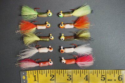 25 - 1/16 oz Fuzz E Grub Style Fishing Crappie Lures - Lead Jig Heads! MX2