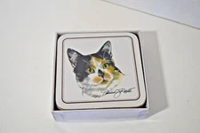 Patricia Roberts Calico Cat Drink Coasters Set of 6 New Open Box