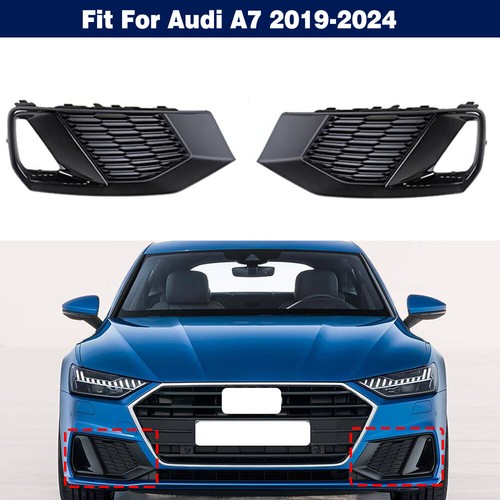 Pair Front Lower Bumper Fog Light Lamp Side Grille Cover For Audi A7 2019-2024 - Picture 7 of 8