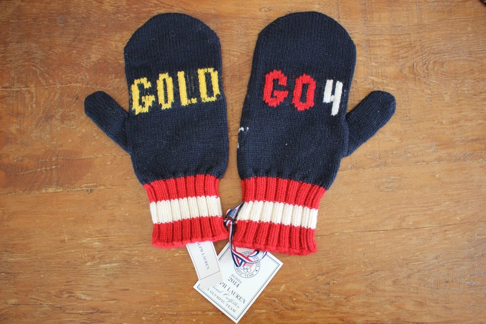 NUEVO Polo Ralph Lauren 2014 EE. UU. Equipo Olímpico Mitones L/XL Azul Marino Rojo Blanco Foto 2 de 4