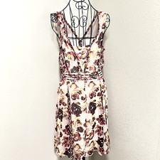 VERA WANG Purple Floral Dress Womens S Chiffon Fairy Whimsical Sleeveless