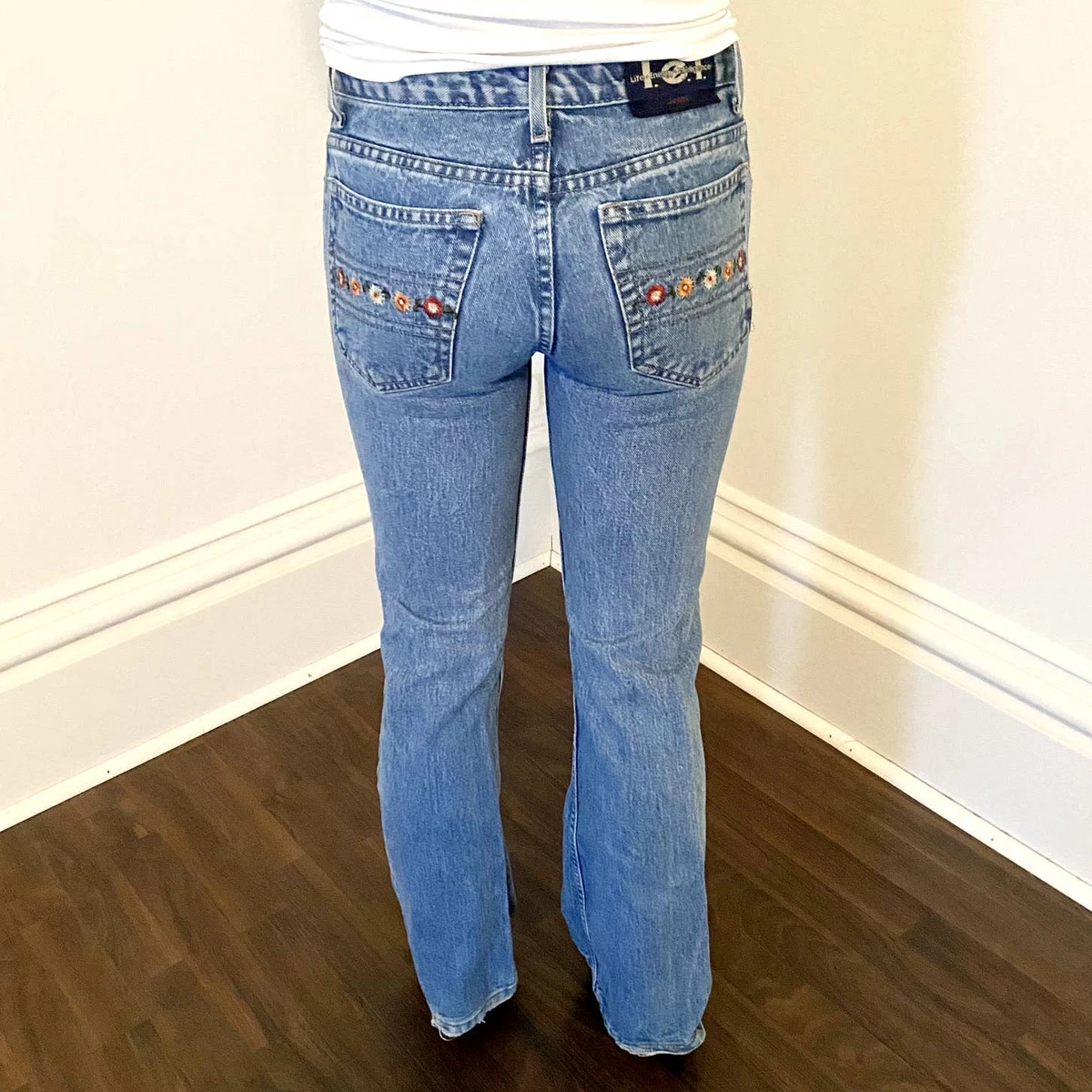 Vintage 90s LEI Floral Flare Jeans Mid Rise Size 3