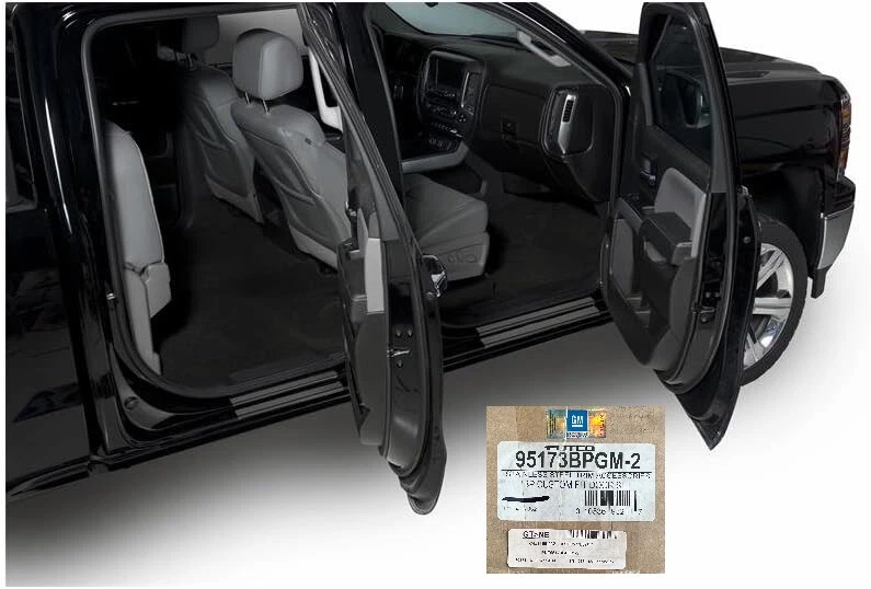 95173BPGM-2 Black Stainless Door Sill Plates Kit 2015-18 Sierra 1500 2500 3500 Foto 4 de 4
