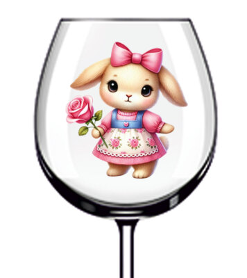 12x Aquarell Geburtstag Hase Kaninchen Vinyl Aufkleber Abziehbild Becher Weinglas Van