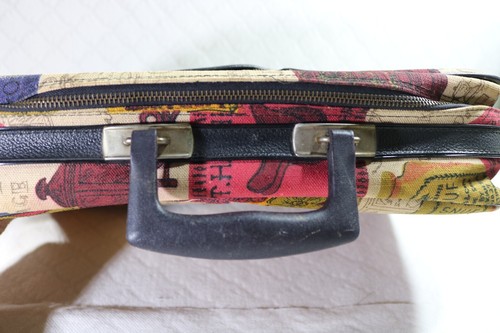 VTG 60s Hippy Travel Bag Sm Suitcase Under seat Overhead Vinyl 17" x 10" x 4 " - Imagen 5 de 13