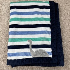 Carters Child of Mine Green Blue Dinosaur Applique Baby Blanket Sherpa Lovey
