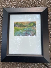 Dimensional Abstract Landscape Watercolor Painting Framed Nature-Inspired Art