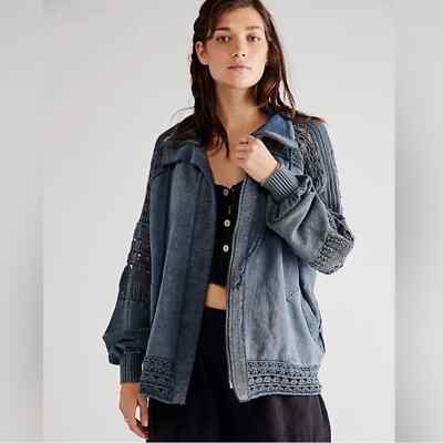 Free People Dune Bug Crochet Zip Up Jacket Size XS