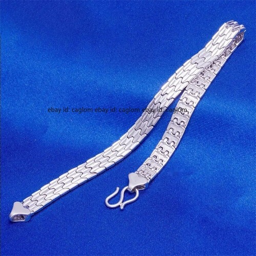Pure Platinum 950 Chain Men Lucky 5.5mm Braided Curb Bracelet 17.8g/7.9inch - Picture 2 of 5