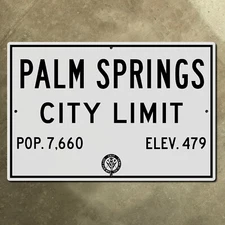 Palm Springs California city limit highway road sign 1950 US route 99 111 21x14