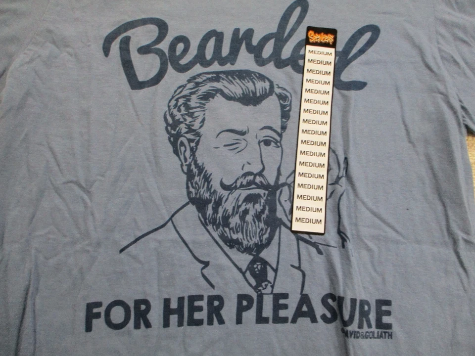 Camisa Barbuda Para Su Placer Para Hombre Azul Medio David Goliat Manga Corta Nueva Foto 2 de 4