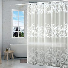 Frosted Flower Shower Curtain Liner, 5G PEVA Shower Liner, Plastic Waterproof Sh