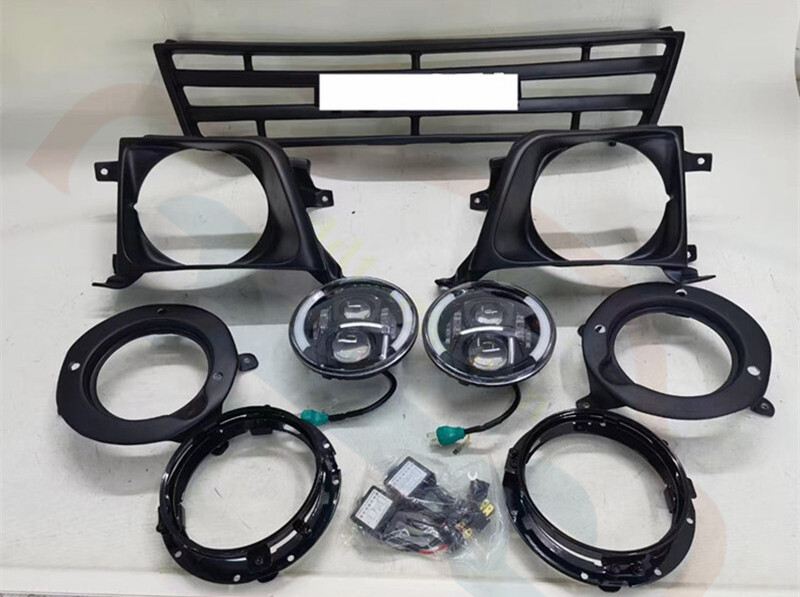 Headlight ASSY + Cover + Grille KIT For Toyota Land Cruiser Prado