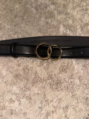 Black Faux Leather Belt with Gold one G Buckle John Galt Faux Leather Black Gold Buckle Belt | Pacsun main image 4