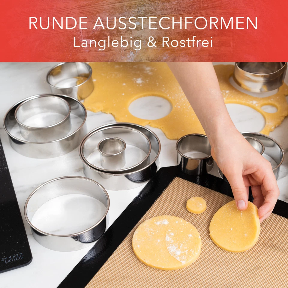 AVANA Edelstahl Ausstechformen 12 Stück Keksformen Ausstecher Speiseringe Set - Bild 2 von 4