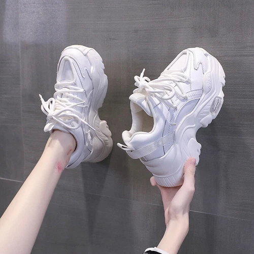 Womens Chunky Sneakers Platform Lace Up Casual Running Sport Shoes Trainers - Picture 8 of 24