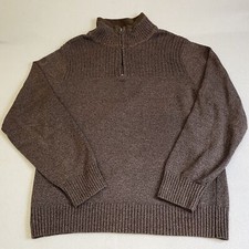 Dockers Sweater Mens Large 1/4 Zip Brown Mock Neck 100 Cotton Long Sleeve Knit