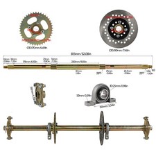 32" Rear Live Axle Disc Rotor Wheel Hub Sprocket Kit For ATV Quad Buggy Go Kart
