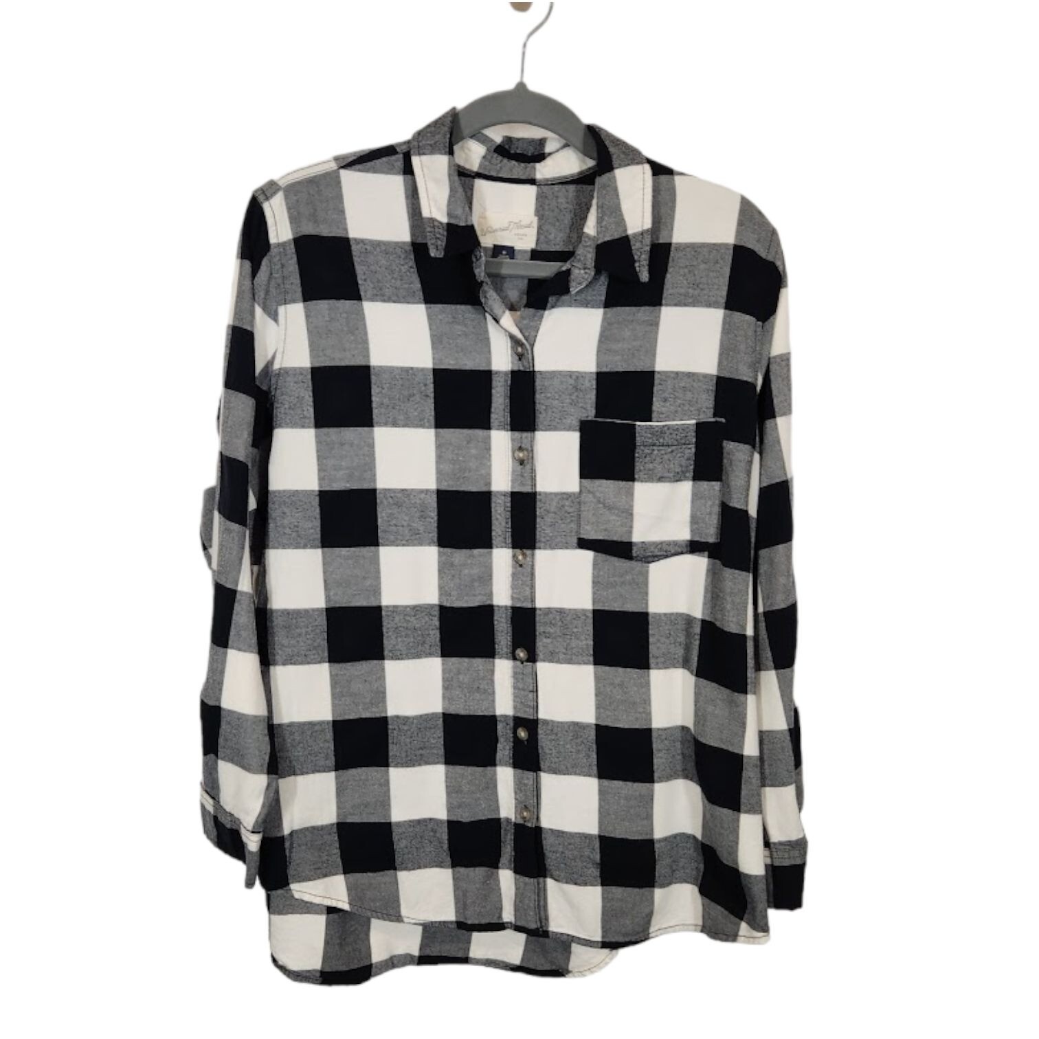 Universal Thread Flannel Ivory Black Buffalo Plai… - image 2