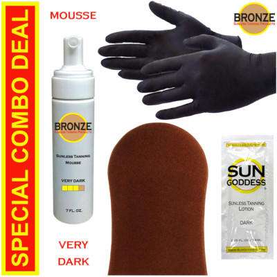 BRONZE - Sunless Self Tanning Foam Mousse - VERY DARK - 7 oz + Best Tanner Mitt!