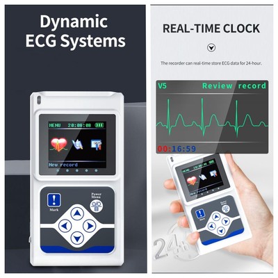CONTEC TLC5000 12-Lead Holter ECG 24hour Monitor Sync PC Software Analysis FDA