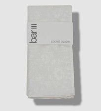  35 Bar III Men's White Floral Handkerchief Silk Blend Pocket Square 12.5 X 12.5