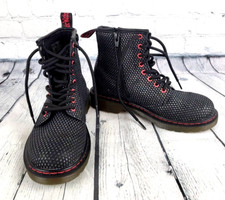 Dr. Martens iridescent Kids Air Wair Ankle Zipper Boots Girls Size 2 Black Pink