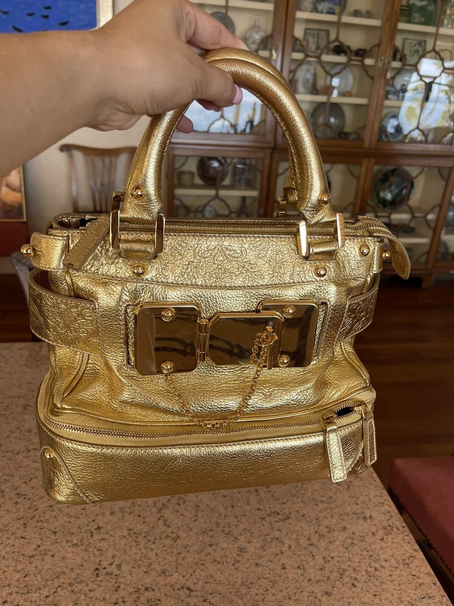 Christian Lacroix 小物入れ 紫 金 Rare Christian Lacroix Vintage Leather Bag, Made In Italy, Gold | eBay