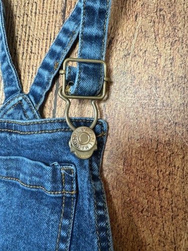 7 For All Mankind Dungaree Denim Overalls Romper Girls Size 4T Blue Sleeveless - Picture 7 of 7