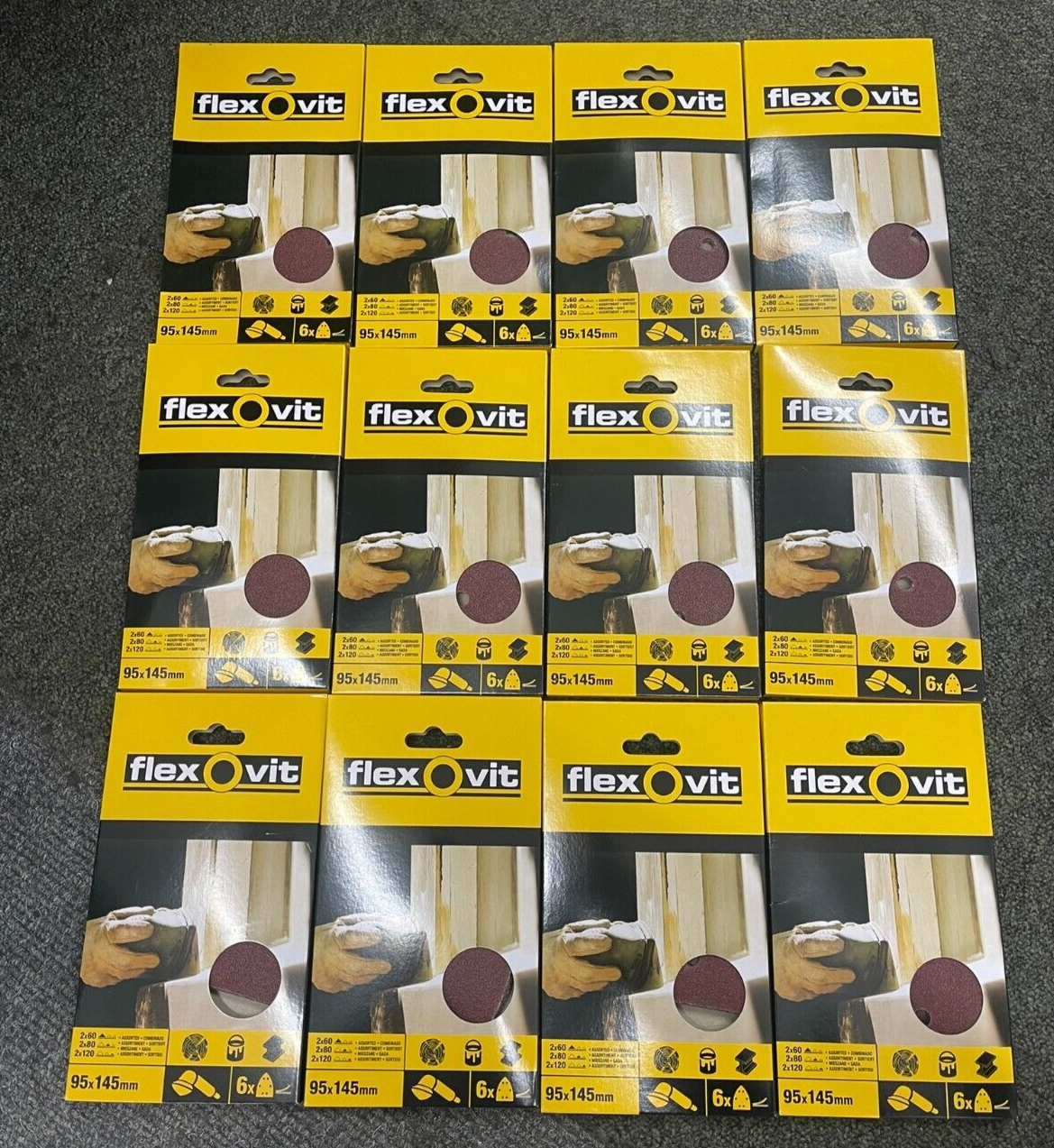 Job lot Detail mouse sander sanding sheets hook + loop x 72 sheets Flexovit