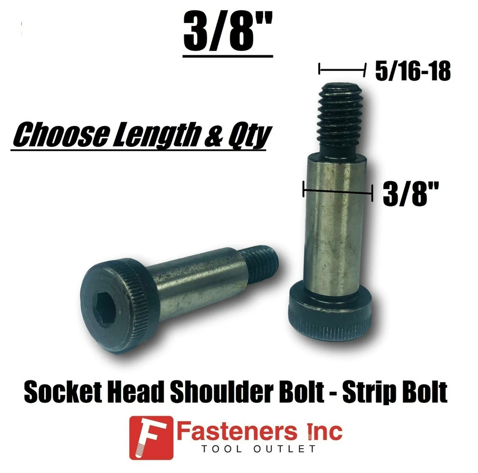 BRIGHTON BEST 3/8" Shoulder Bolts Socket Head Cap Screw Strip Allen Stripper (5/16-18 Thread)
