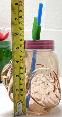 2 Rosa Flamingo Neuheit Glas Trinkgeschirr Einmachglas Stil Becher Abwaschbar Strohhalm - Bild 4 von 6