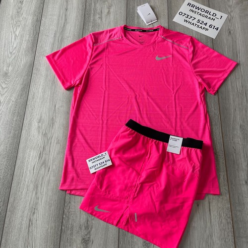 Nike Dri Fit Miler T-shirt Short Set - Sizes S/M/L/XL/2XL / - Electric Pink  | eBay