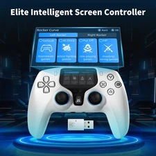 Gaming Controller w/Interactive Screen Remappable Buttons Hall Effect for PC/PS3