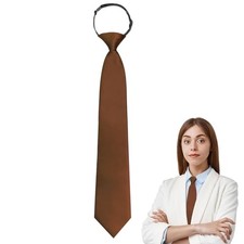 Womens Tie Black Tie for Woman, Adjustable Pre Tied Clip on Ties for Brown