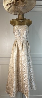 Club L London UK 10/12 Gold Kleid Hochzeit Mutter Braut Bräutigam Gast Rennen Event