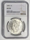 1896 MORGAN "NGC AU58" - CLOSE UNC BEAUTIFUL LUSTER, HIGH POINTS, REVERSE NICE!✅