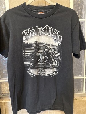 Vintage 1991 Harley Davidson NOBODY'S OI'LADY  T-Shirt Size Med. Waco TX