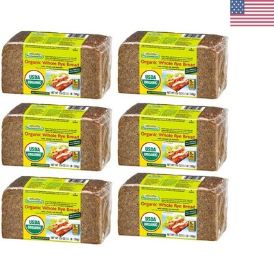 Pack of 6 Organic Whole Rye Bread, 17.6 oz   Fiber-Rich & Preservative-Free