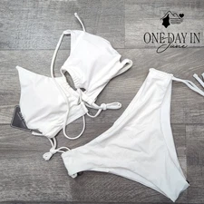 Zaful Drawstring Tie Back Bikini Swimsuit Size M