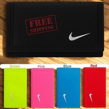 For Nike ✅ Unisex Wallet Swoosh Dri-FIT Bifold Card Holder Coin Zip Purse Black