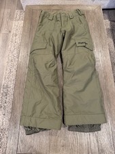 BURTON The White Collection Youth Medium DRYRIDE Snowboard Pants Army Green
