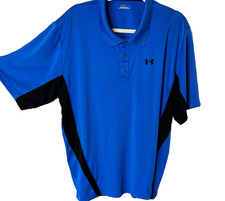 Under Armour Blue Short Sleeve Polo Shirt Size XL Collared Spread,100 Polyester