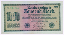 1922 Germany 1000 Mark 844657 Reichsbanknote Paper Money Banknotes