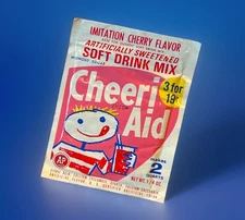 Vintage 70s CHEERI AID Cherry Soft Drink Mix Ann Page A&P Pink Pack NOS Kool Aid